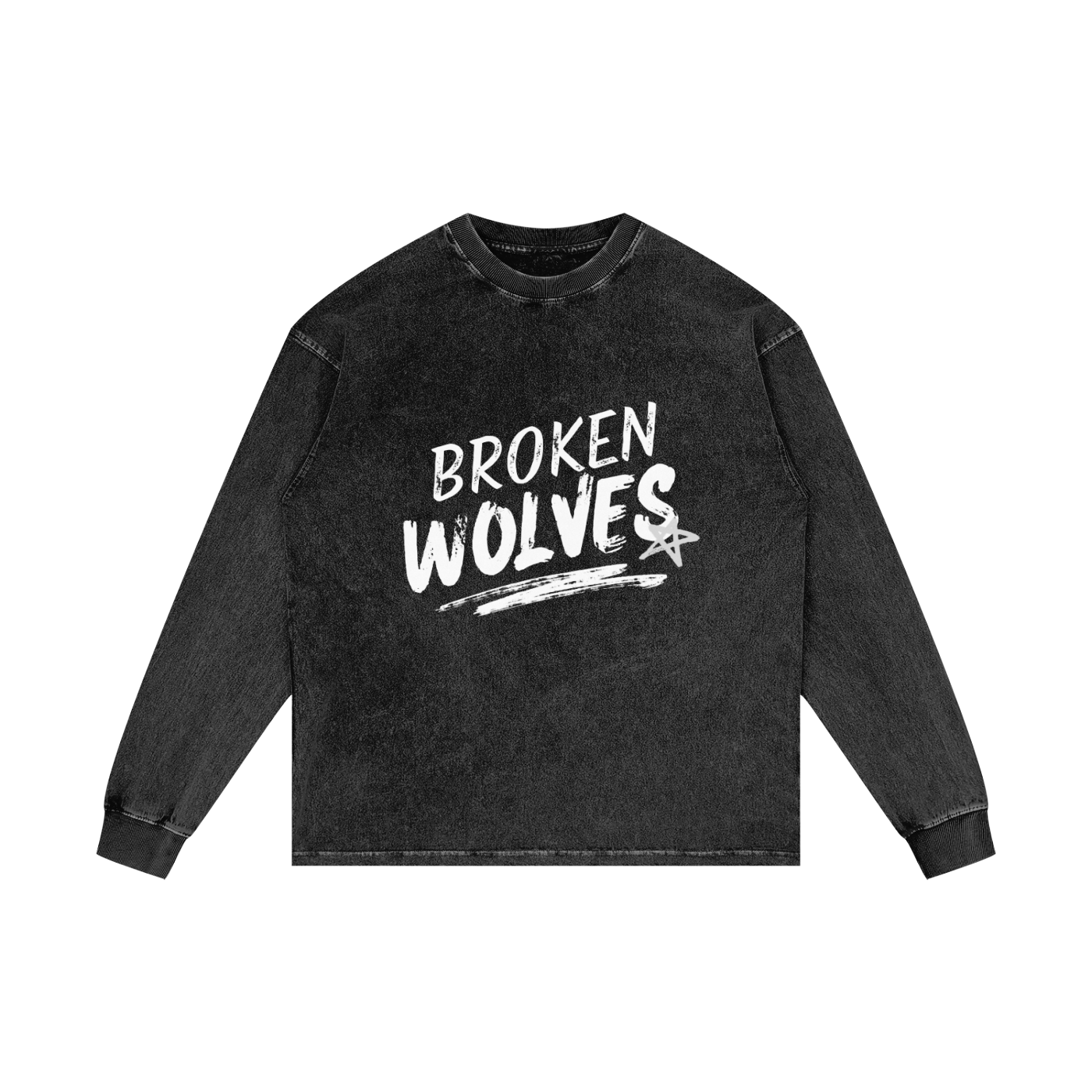 Broken wolves Acid Wash Oversize Long Sleeve